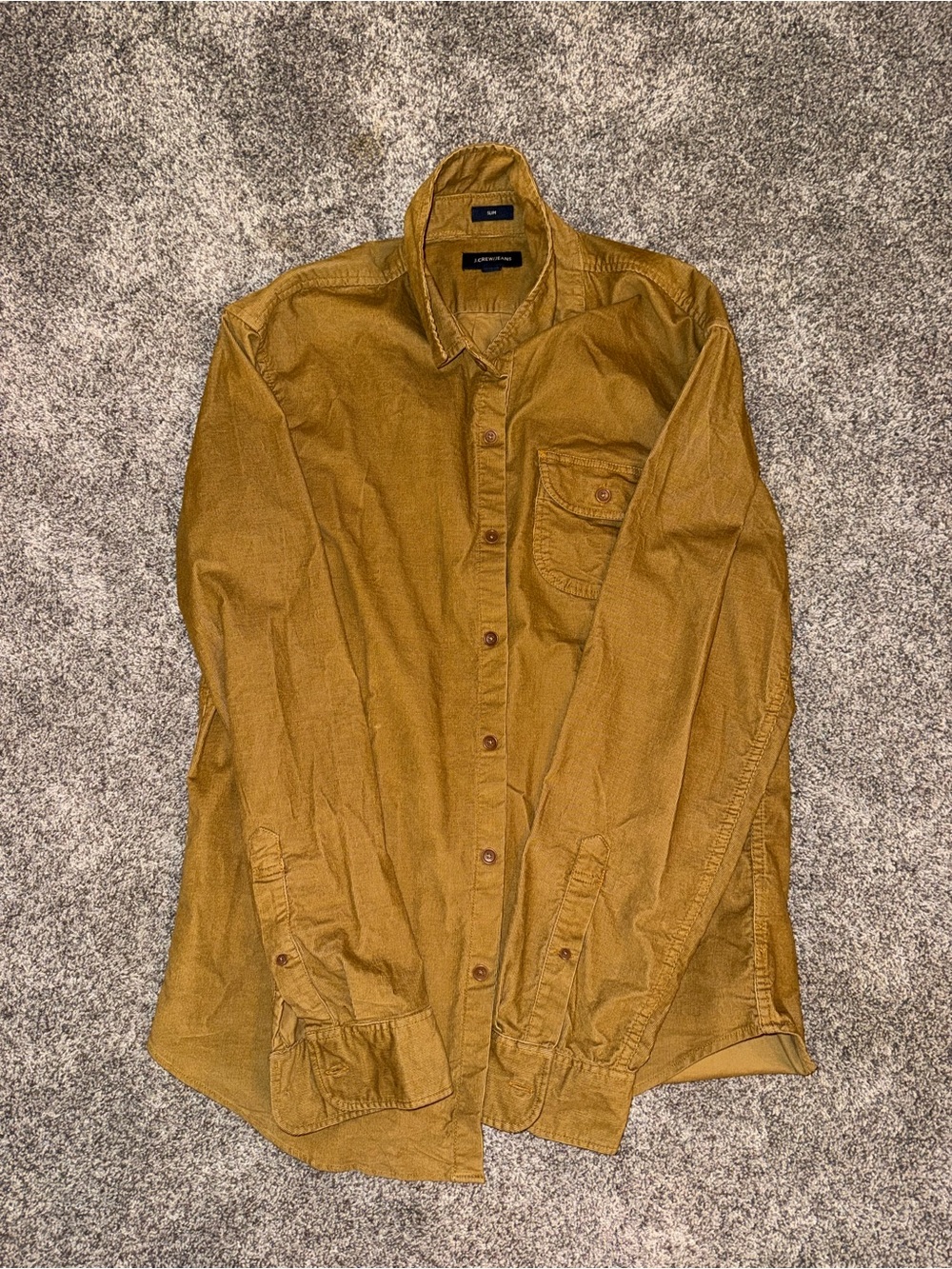 Men's Mustard Long-Sleeve Button-Up Shirt - J Crew